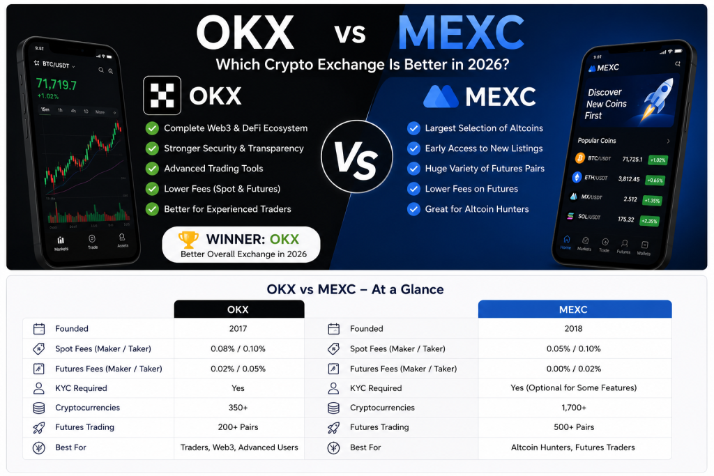 OKX vs MEXC crypto exchange comparison